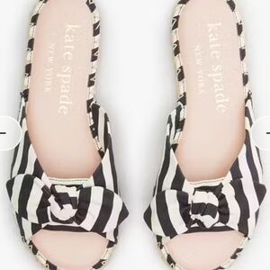 KATE SPADE♠️Saltie Shore Espadrille Slide Sandals sz 8 (fit sz 7-7.5)Blue/Cream